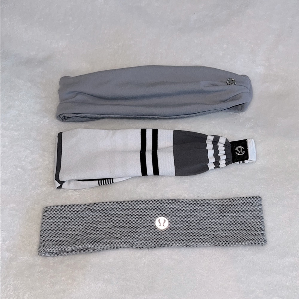 Lululemon Gray and Black Headband Set. Perfect condition, no flaws💜